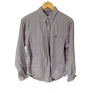 Ralph Lauren mens size large long sleeve button down shirt, purple/white stripes